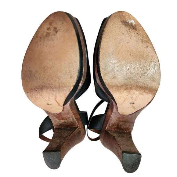 Corso Como Shoes Womens 6 Black Leather Ankle Strap Peep Toe Platform Heels - Picture 10 of 13